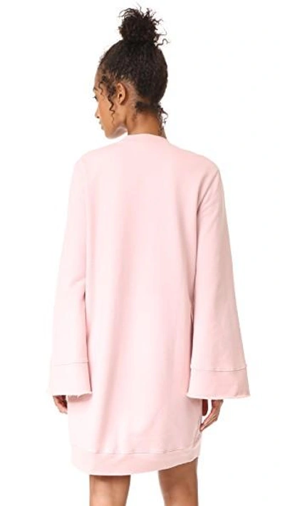 Shop Clu Too Bell Sleeve Sweatshirt Dress In Candy Pink