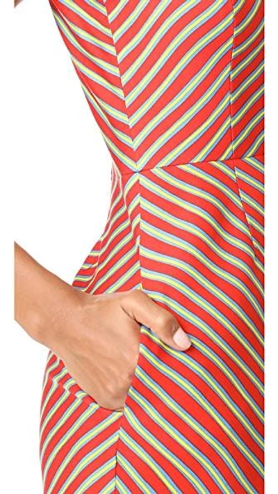 Shop Diane Von Furstenberg Sleeveless Tailored Shift Dress In Bodin Stripe Bright Red/black