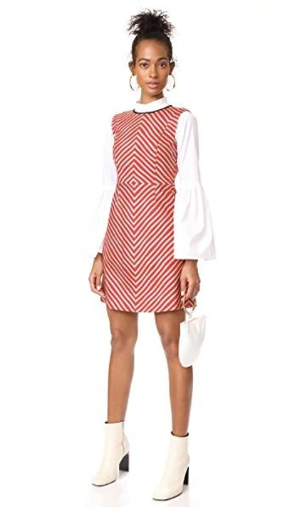 Shop Diane Von Furstenberg Sleeveless Tailored Shift Dress In Bodin Stripe Bright Red/black