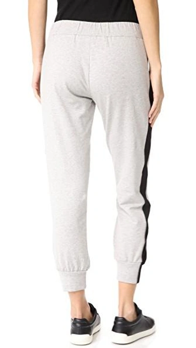 Shop Norma Kamali Side Stripe Jogger Pants In Heather Grey/black
