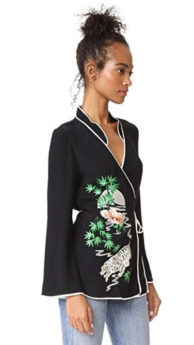 Shop Rixo London Blossom Top In Black With Embroidery