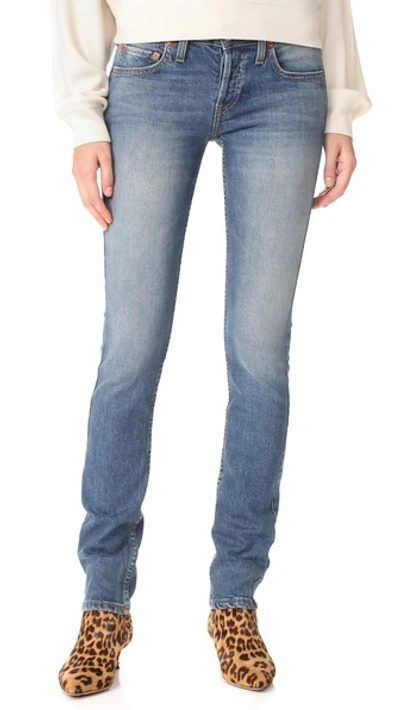 Re/done Low Rise Stack Stretch Jeans In Medium Dusty