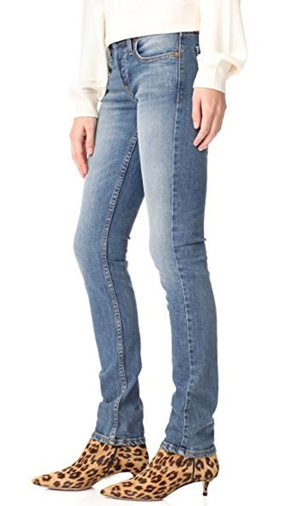 Shop Re/done Low Rise Stack Stretch Jeans In Medium Dusty