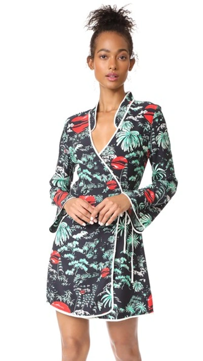 Shop Rixo London Iris Dress In Green Oriental Sky