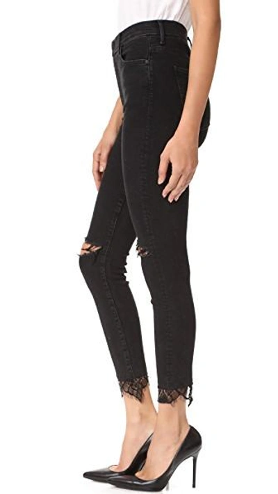 Shop Mother The Swooner Dagger Ankle Fray Jeans In Baa Baa Black Sheep