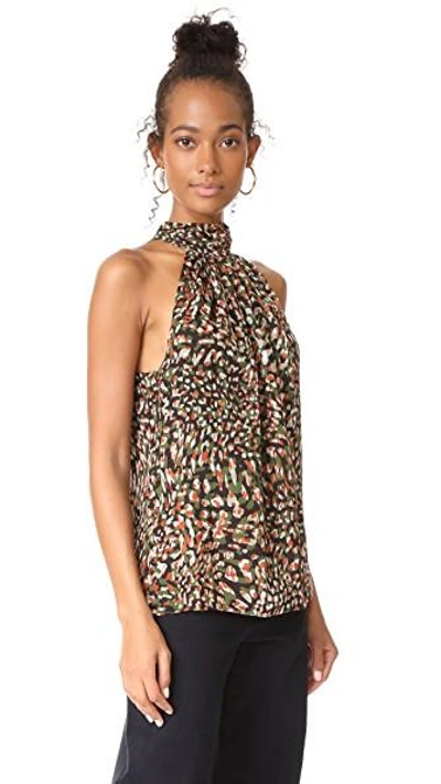 Shop Ramy Brook Tazania Printed Paige Top In Olive Multi