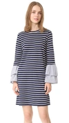 CLU TOO STRIPED DRESS WITH CONTRAST RUFFLES