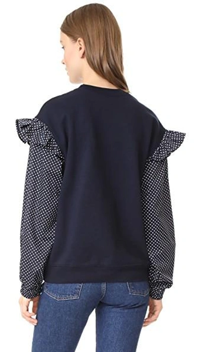 Shop Clu Too Polka Dot Sleeve Sweatshirt In Navy