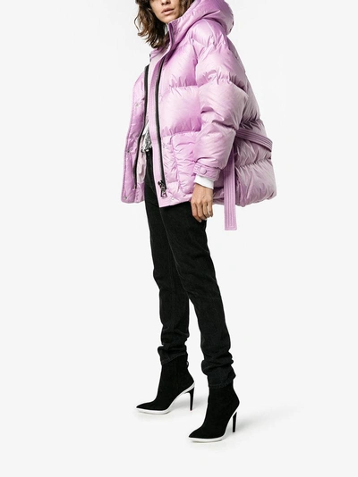 Shop Ienki Ienki Purple Michelin Belted Puffer Jacket In Pink&purple