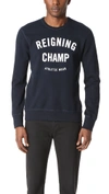 Reigning Champ Mid Weight Terry Gym Logo Crew Sweatshirt In Navy