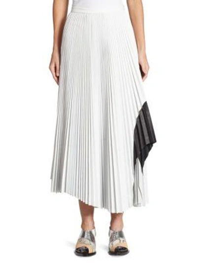 Proenza Schouler Pleated Leather Skirt In Optic White Black