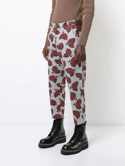 Shop Oamc Patterned Trousers In White