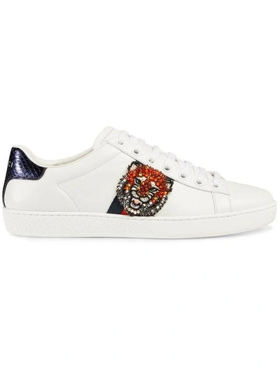White/red/blue Tiger Embroidery Ace Sneakers | ModeSens