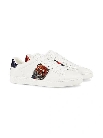 Shop Gucci Ace Embroidered Sneakers In White