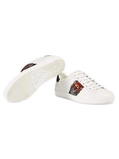 Shop Gucci Ace Embroidered Sneakers In White