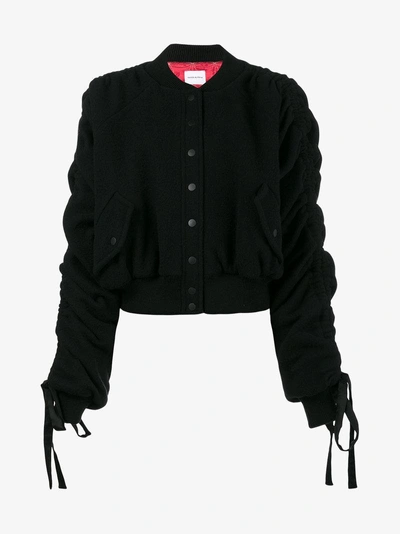 Shop Magda Butrym Clarice Ruched Bomber Jacket In Black