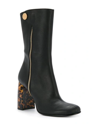Shop Stella Mccartney Tortoiseshell-heel Boots In Black