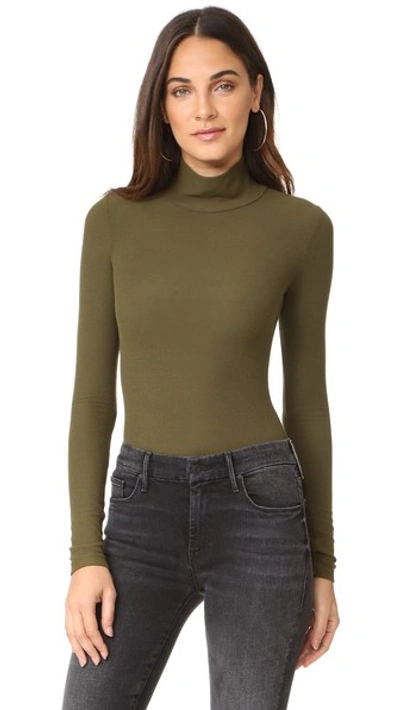 Getting Back To Square One Mock Neck Bodysuit In Olive