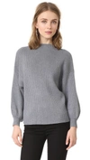 Line & Dot Funnel Neck Ribbed Sweater - 100% Exclusive In Heather Grey