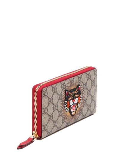 Shop Gucci Angry Cat Wallet In Beige Ebony