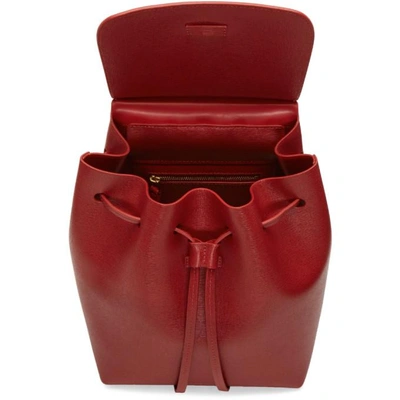 Shop Mansur Gavriel Red Saffiano Mini Backpack In Flamma/flamma