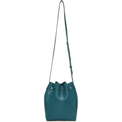 Shop Mansur Gavriel Blue Saffiano Mini Bucket Bag