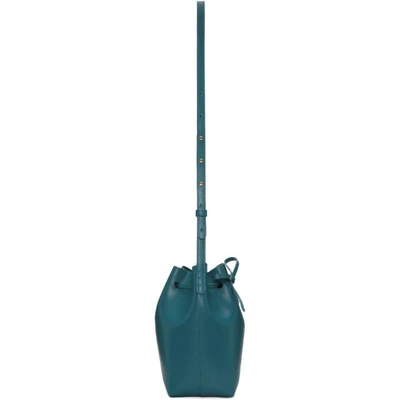 Shop Mansur Gavriel Blue Saffiano Mini Bucket Bag