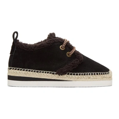 Shop See By Chloé See By Chloe Black Shearling Glyn Espadrilles In 999 Black