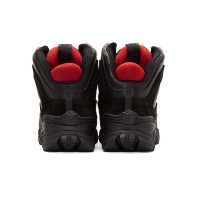 Versace Black & Red Greek Key Formal High-top Trainers