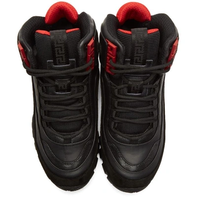 Versace Black & Red Greek Key Formal High-top Trainers