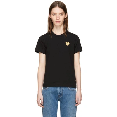 Shop Comme Des Garçons Play Black And Gold Heart Patch T-shirt