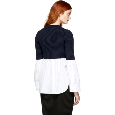 Shop Kenzo White & Navy Layered Shirt Sweater