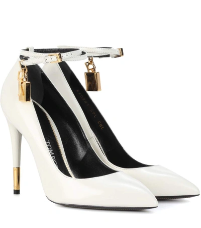 Tom Ford Padlock Leather Pumps In White