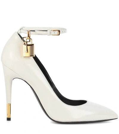 Shop Tom Ford Padlock Leather Pumps In White