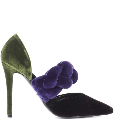 Marco De Vincenzo Plait-detail Velvet Stiletto-heel Pumps In Purple ...
