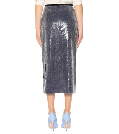 Shop Erdem Sequinned Skirt In Llue