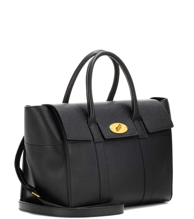 Shop Mulberry Bayswater Small Leather Tote In Llack