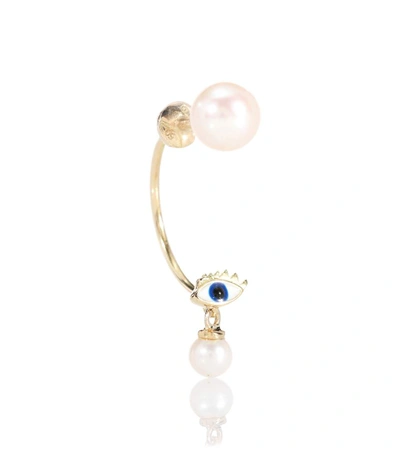 Delfina Delettrez Micro Eye 18kt Yellow Gold And Pearls Earring In No
