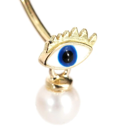 Shop Delfina Delettrez Micro Eye 18kt Yellow Gold And Pearls Earring In No