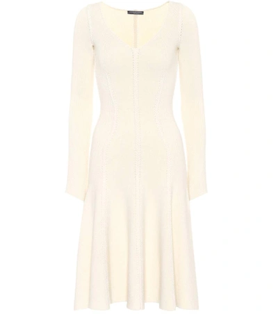Alexander Mcqueen Wool And Cotton-blend Dress In White