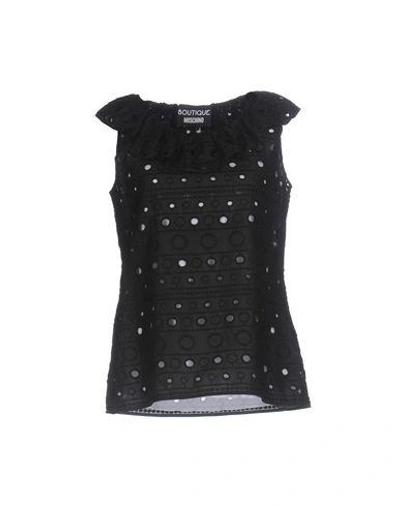 Shop Boutique Moschino Tops In Black