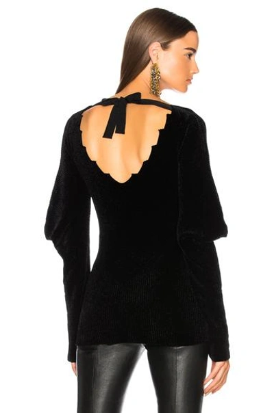 Shop Loewe Velvet V Neck Sweater In Black