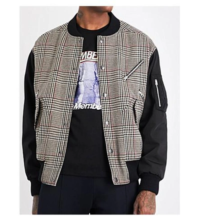 Shop Stella Mccartney Checked Wool-blend Bomber Jacket In Beige Multi