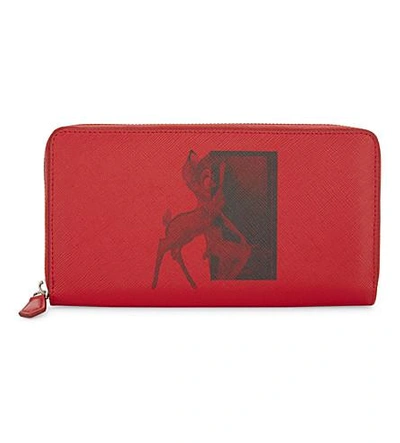 Shop Givenchy Bambi Zip Around Leather Wallet In Red