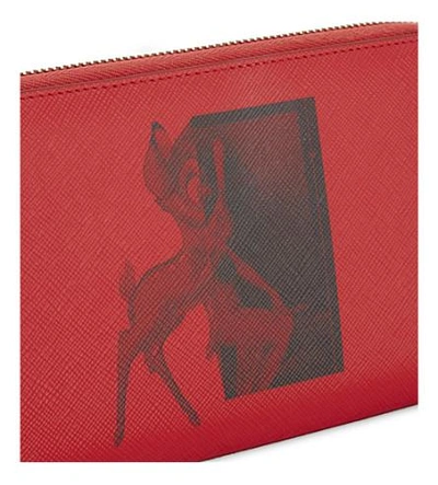 Shop Givenchy Bambi Zip Around Leather Wallet In Red