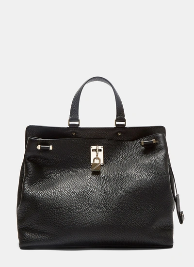 Valentino Garavani Joylock Medium Patent Top-handle Bag In Black