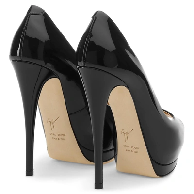 Shop Giuseppe Zanotti - Black Patent Leather Open-toe Pump Sharon 120