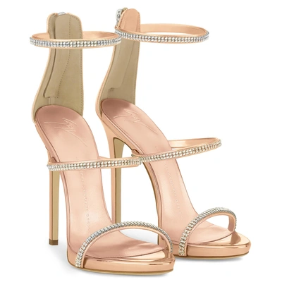 Shop Giuseppe Zanotti Patent Leather 'harmony' Sandal With Crystals Harmony Sparkle In Bronze