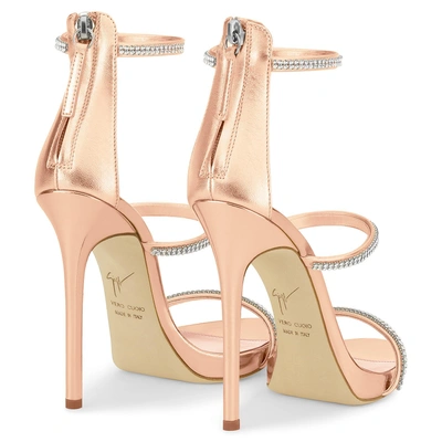 Shop Giuseppe Zanotti Patent Leather 'harmony' Sandal With Crystals Harmony Sparkle In Bronze