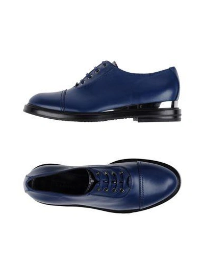 Shop Casadei Laced Shoes In Dark Blue